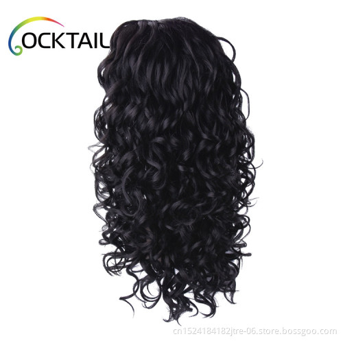 factory wholesale high temperature fiber loose curl synthetic lace front wig